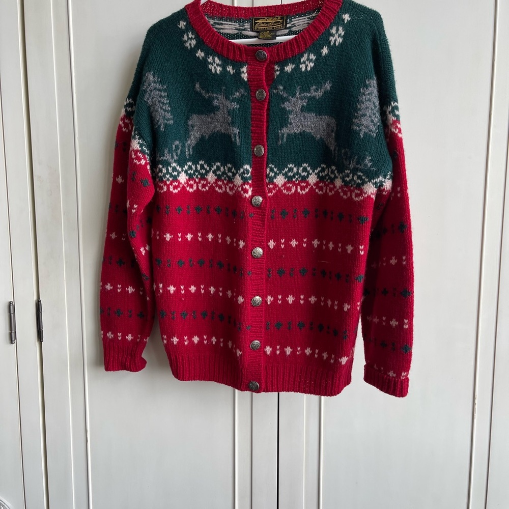 Eddie Bauer women’s Christmas sweater green red size small